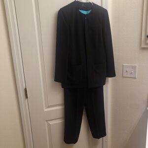 Elegant Black Suit with Blue Accent